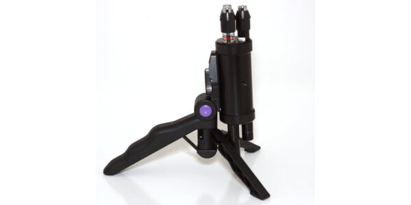 A tripod with two heads and one leg.
