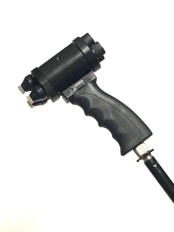 A black and silver hand held air compressor
